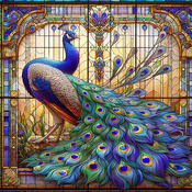 Stained Glass Peacock 2 Cross Stitch Pattern