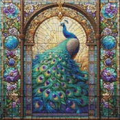 Stained Glass Peacock Cross Stitch Pattern