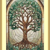 Stained Glass Tree Of Life Cross Stitch Pattern