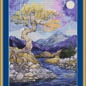 Tree By The River Cross Stitch Pattern