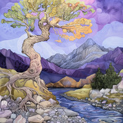 Tree By The River Cross Stitch Pattern