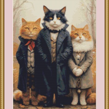 Victorian Cats 2 Cross Stitch Pattern