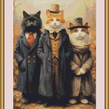 Victorian Cats Cross Stitch Pattern