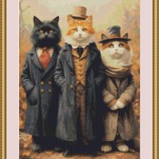 Victorian Cats Cross Stitch Pattern