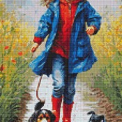 Walking The Dogs Cross Stitch Pattern