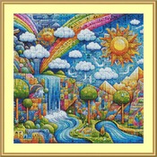 Whimsical Waterfall Cross Stitch Pattern