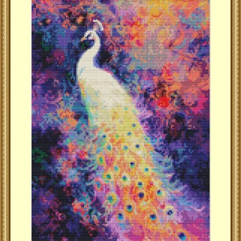 White Peacock Cross Stitch Pattern