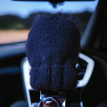 Hand knitted car gear shift warmer beanie hat