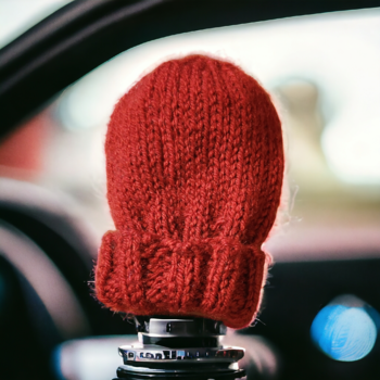 Hand knitted gear shift warmer beanie hat
