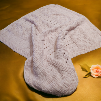Hand knitted heirloom baby blanket