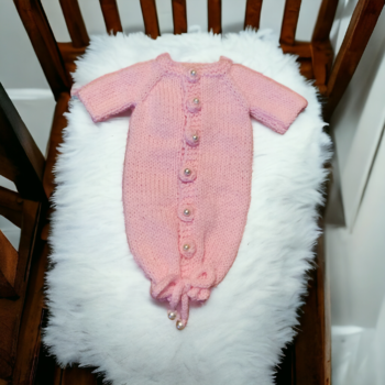 Hand knitted preemie baby sleeper bag available in 3 sizes pink