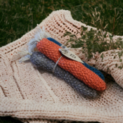 Hand knitted set of 3 rustic farmhouse carrots