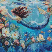 Mermaid Swimming Cross Stitch Pattern