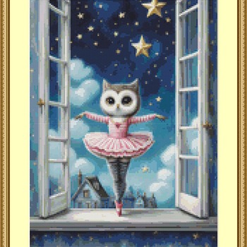 Pink Ballerina Owl Cross Stitch Pattern