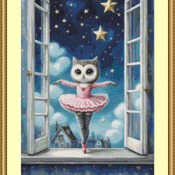 Pink Ballerina Owl Cross Stitch Pattern