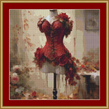 Red Corset Cross Stitch Pattern