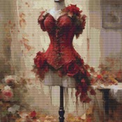 Red Corset Cross Stitch Pattern