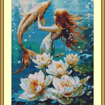 Swimming With A Fish Cross Stitch Pattern