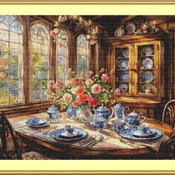 Victorian Dining Room Cross Stitch Pattern