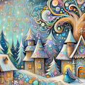 Fantasy Village Cross Stitch Pattern