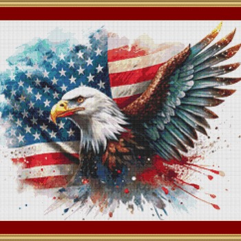 Flag And Eagle Cross Stitch Pattern