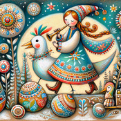 Folk Art Girl Cross Stitch Pattern