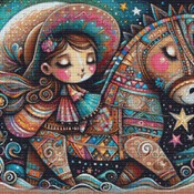 Girl On A Horse Cross Stitch Pattern