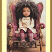 Little Girl In A Chair Cross Stitch Pattern