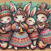 Musical Bunnies Cross Stitch Pattern