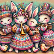 Musical Bunnies Cross Stitch Pattern