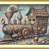 Ornate Train Cross Stitch Pattern