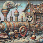 Ornate Train Cross Stitch Pattern