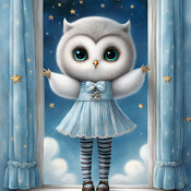 Owl In A Blue Dress Cross Stitch Pattern