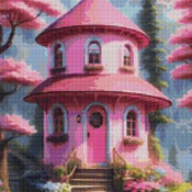 Pink House Cross Stitch Pattern