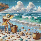 Playing On The Beach Cross Stitch Pattern