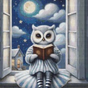 Reading Owl Cross Stitch Pattern