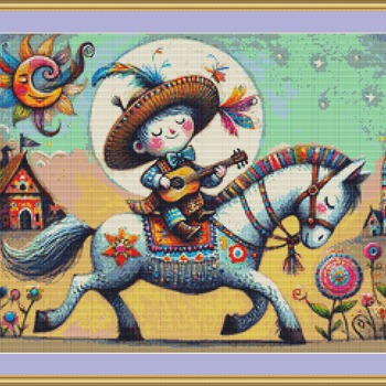 Singing Cowboy Cross Stitch Pattern