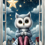 Star Owl Cross Stitch Pattern