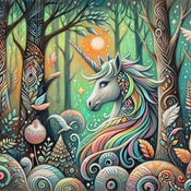 Unicorn In A Forest Cross Stitch Pattern