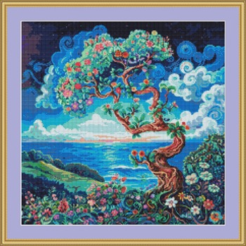 Vibrant Tree Cross Stitch Pattern