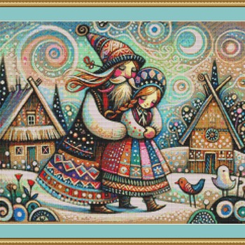 Whimsical Couple Cross Stitch Pattern