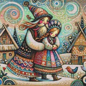 Whimsical Couple Cross Stitch Pattern