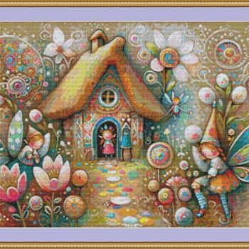 Whimsical Fairy Garden Cross Stitch Pattern