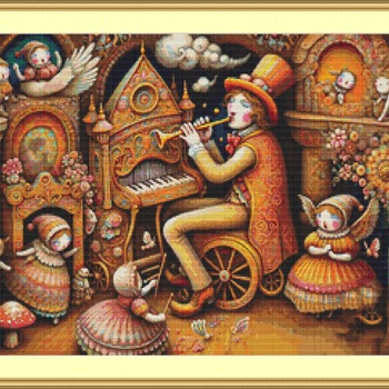 Whimsical Musician Cross Stitch Pattern