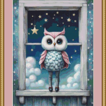 Window Owl Cross Stitch Pattern