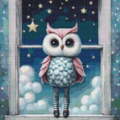 Window Owl Cross Stitch Pattern