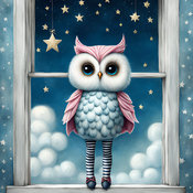 Window Owl Cross Stitch Pattern