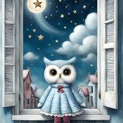 Wishing Star Owl Cross Stitch Pattern