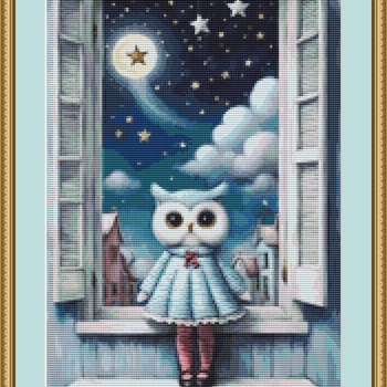 Wishing Star Owl Cross Stitch Pattern