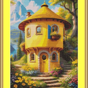 Yellow House Cross Stitch Pattern